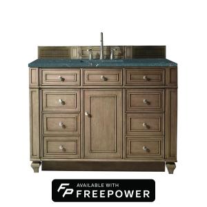 Bristol 48" Single Vanity, Whitewashed Walnut w/ 3 CM Parisien Bleu Silestone Top w/ FreePower Wireless Charger
