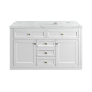 Chicago 48" Single Vanity, Glossy White, w/ 3 CM Ethereal Noctis Silestone® Top w/FreePower Wireless Charger