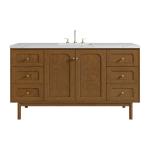 Laurent 60" Single Vanity, Honey Oak w/ 3 CM Ethereal Noctis Silestone Top w/FreePower Wireless Charger