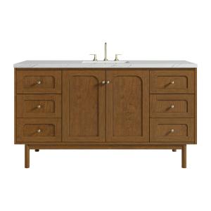 Laurent 60" Single Vanity, Honey Oak w/ 3 CM Ethereal Noctis Silestone Top w/FreePower Wireless Charger