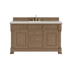 Brookfield 60" Single Vanity, Pecan, w/ 3 CM Siberian Silestone Top