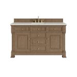 Brookfield 60" Single Vanity, Pecan, w/ 3 CM Siberian Silestone Top w/FreePower Wireless Charger