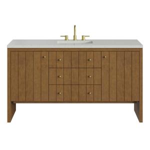 Hudson 60" Single Vanity, Honey Oak w/ 3 CM Lime Delight Silestone Top