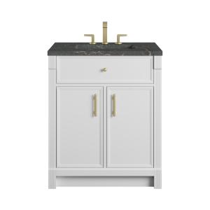 Bellshire 30" Single Vanity, Bright White w/ 3 CM Parisien Bleu Silestone Top