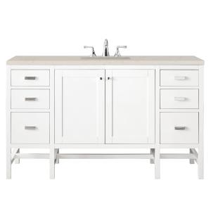 Addison 60" Single Vanity, Glossy White, w/ 3 CM Siberian Silestone Top