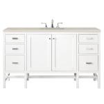 Addison 60" Single Vanity, Glossy White, w/ 3 CM Siberian Silestone Top