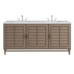 Portland 72IN Double Vanity Whitewashed Walnut w/ 3 CM Ethereal Noctis Silestone Top