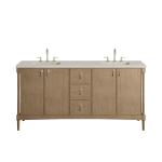 Kinnsden 72" Double Vanity, Weathered Oak w/ 3 CM Siberian Silestone Top