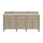 Lorelai 72" Double Vanity, Whitewashed Oak, w/ 3 CM Siberian Silestone Top