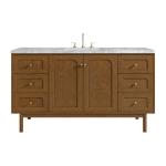 Laurent 60" Single Vanity, Honey Oak w/ 3 CM Carrara Marble Top