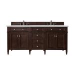 Brittany 72" Double Vanity, Burnished Mahogany w/ 3 CM Ethereal Noctis Silestone Top w/FreePower Wireless Charger