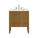 Hudson 30" Single Vanity, Honey Oak w/ 3 CM White Zeus Silestone Top