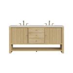 Marigot 72" Double Vanity, Sunwashed Oak, w/ 3 CM Siberian Silestone Top w/FreePower Wireless Charger
