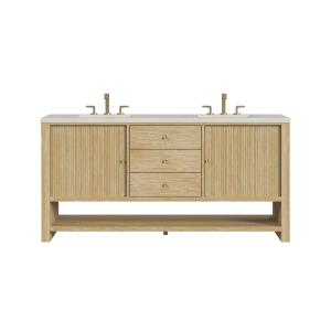 Marigot 72" Double Vanity, Sunwashed Oak, w/ 3 CM Siberian Silestone Top w/FreePower Wireless Charger