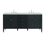 Myrrin 72" Double Vanity, Carbon Oak w/ 3 CM Eternal Jasmine Pearl Silestone Top w/FreePower Wireless Charger