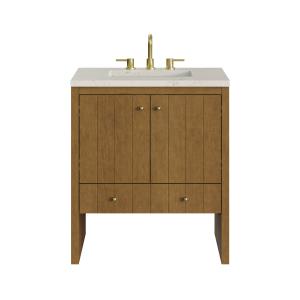 Hudson 30" Single Vanity, Honey Oak w/ 3 CM Siberian Silestone Top