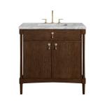 Kinnsden 36" Single Vanity, Sable Oak w/ 3 CM Carrara Marble Top