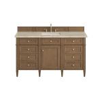 Brittany 60" Single Vanity, Pecan w/ 3 CM Tajnar Eclos Top w/FreePower Wireless Charger