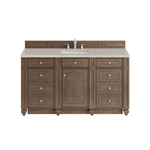 Bristol 60" Single Vanity Whitewashed Walnut, w/ 3 CM Siberian Silestone Top