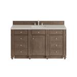 Bristol 60" Single Vanity Whitewashed Walnut, w/ 3 CM Siberian Silestone Top