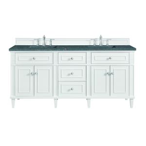 Lorelai 72" Double Vanity, Bright White w/ 3 CM Parisien Bleu Silestone Top w/FreePower Wireless Charger