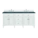 Lorelai 72" Double Vanity, Bright White w/ 3 CM Parisien Bleu Silestone Top w/FreePower Wireless Charger
