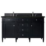 Brittany 60" Double Vanity, Black Onyx, w/ 3 CM Phantome Eclos Top