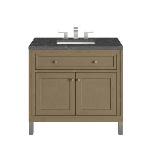 Chicago 36" Single Vanity, Walnut Whisper, w/ 3 CM Parisien Bleu Silestone® Top
