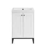 Chianti 24" Single Vanity, Glossy White, Matte Black, w/ White Glossy Composite Stone Top
