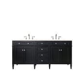 Brittany 72" Double Vanity, Black Onyx w/ 3 CM Eternal Marfil Silestone Top