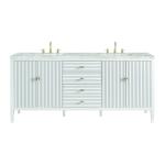 Myrrin 72" Double Vanity, Bright White w/ 3 CM Victorian Silver Silestone Top w/FreePower Wireless Charger