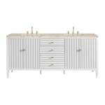 Myrrin 72" Vanity, Bright White, w/ 3 CM Tajnar Eclos Top w/FreePower Wireless Charger