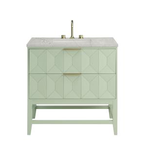 Emmeline 36" Single Vanity, Pistachio w/ 3 CM Victorian Silver Top