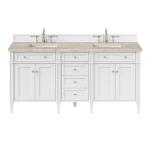 Brittany 72" Double Vanity in Bright White, w/ 3 CM Tajnar Eclos Top