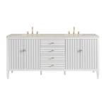 Myrrin 72" Vanity, Bright White, w/ 3 CM Siberian Silestone Top