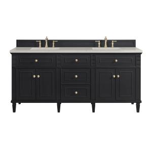Lorelai 72" Double Vanity, Black Onyx, w/ 3 CM Siberian Silestone Top