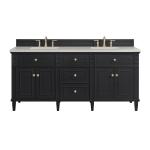 Lorelai 72" Double Vanity, Black Onyx, w/ 3 CM Siberian Silestone Top w/FreePower Wireless Charger