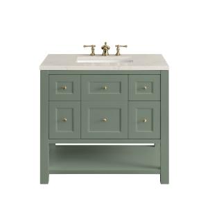 Breckenridge 36" Single Vanity, Smokey Celadon, w/ 3 CM Siberian Silestone Top