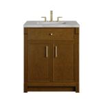 Bellshire 30" Single Vanity, Honey Oak w/ 3 CM Victorian Silver Silestone Top