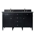 Brittany 60" Double Vanity, Black Onyx w/ 3 CM Parisien Bleu Silestone Top w/FreePower Wireless Charger