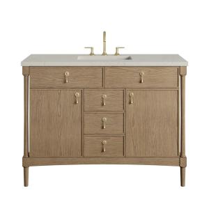 Kinnsden 48" Single Vanity, Weathered Oak w/ 3 CM Siberian Silestone Top