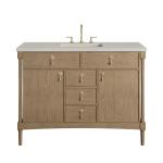 Kinnsden 48" Single Vanity, Weathered Oak w/ 3 CM Siberian Silestone Top