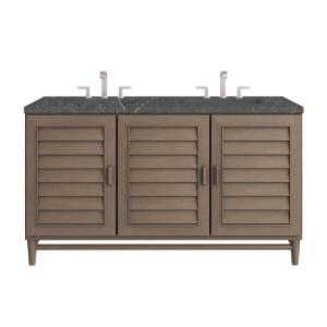Portland 60IN Double Vanity Whitewashed Walnut w/ 3 CM Parisien Bleu Silestone Top w/FreePower Wireless Charger