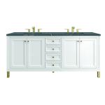 Chicago 72" Double Vanity, Glossy White, w/ 3 CM Parisien Bleu Silestone® Top w/FreePower Wireless Charger