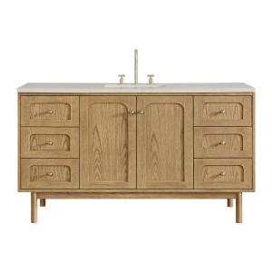 Laurent 60" Single Vanity, Light Natural Oak, w/ 3 CM Siberian Silestone Top