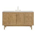 Laurent 60" Single Vanity, Light Natural Oak, w/ 3 CM Siberian Silestone Top w/FreePower Wireless Charger