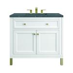 Chicago 36" Single Vanity, Glossy White, w/ 3 CM Parisien Bleu Silestone® Top
