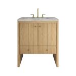 Hudson 30" Single Vanity, Light Natural Oak w/ 3 CM Victorian Silver Silestone Top