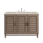 Portland 48IN Single Vanity Whitewashed Walnut w/ 3 CM Tajnar Eclos Top w/FreePower Wireless Charger