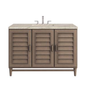 Portland 48IN Single Vanity Whitewashed Walnut w/ 3 CM Tajnar Eclos Top w/FreePower Wireless Charger